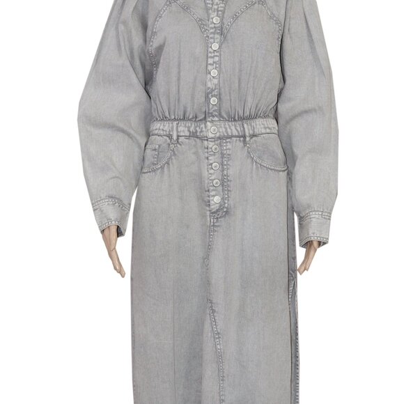 Free People Mad Love Denim Midi Dress We The Free Button New S - Picture 2 of 5